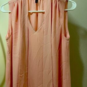 White House Black Market Pink Blouse with V-Neck